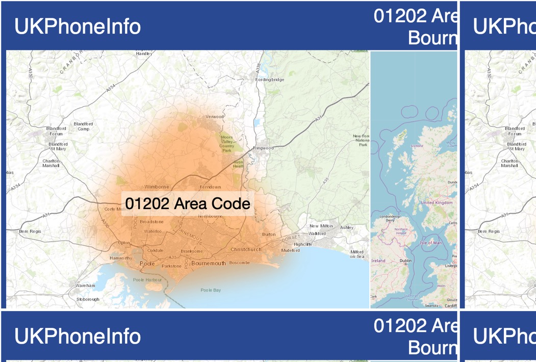 Map of the 01202 area code