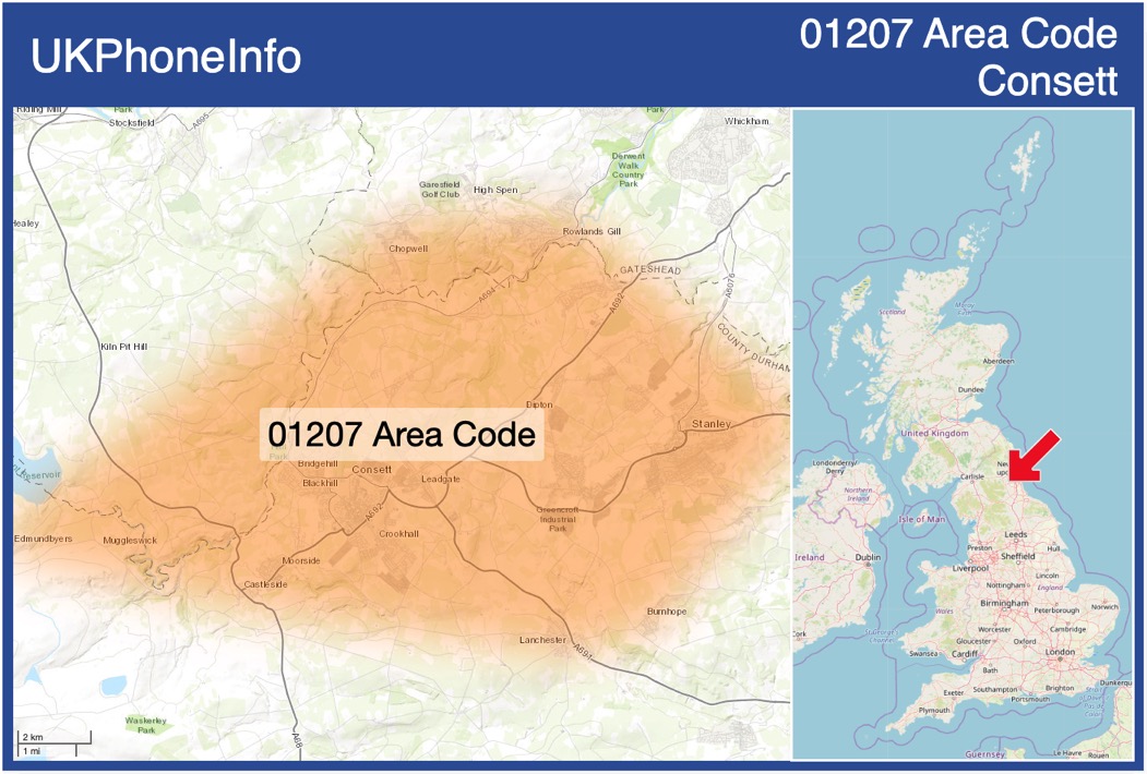 Map of the 01207 area code
