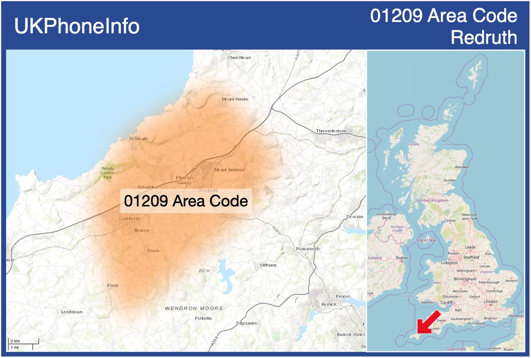 Map of the 01209 area code
