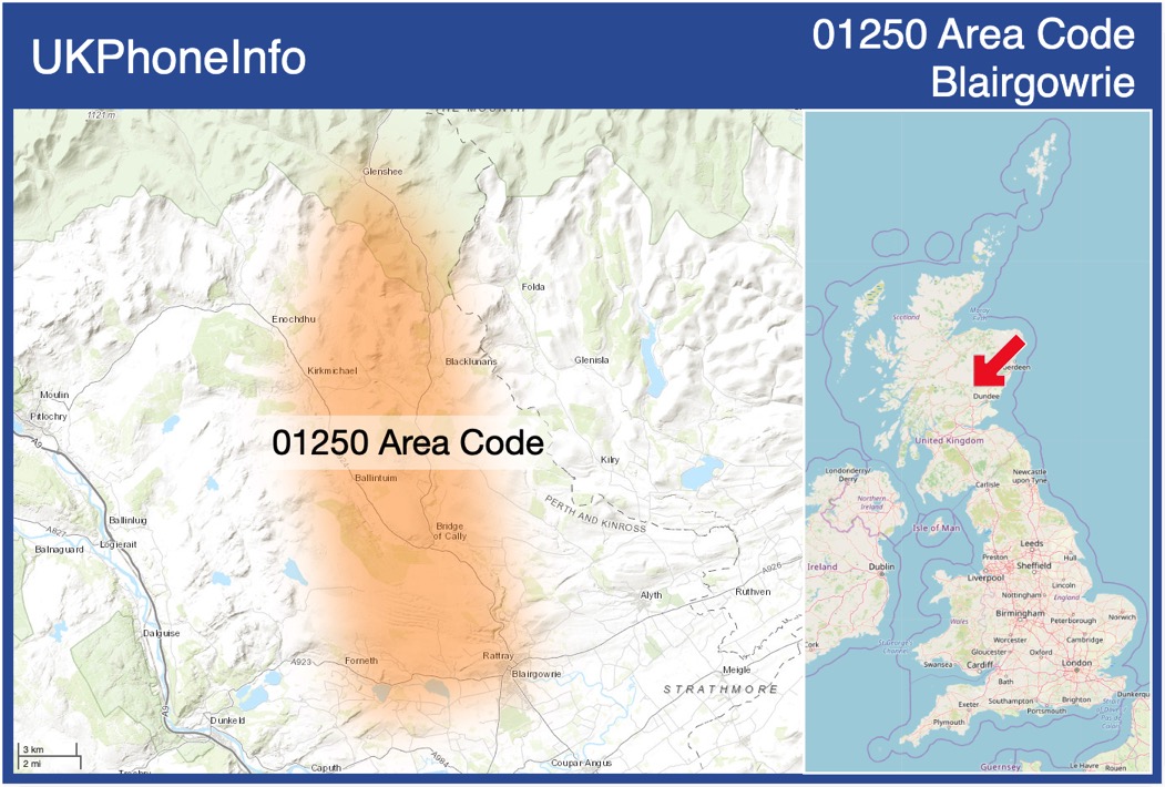Map of the 01250 area code