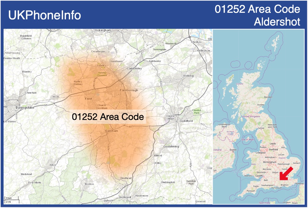 Map of the 01252 area code