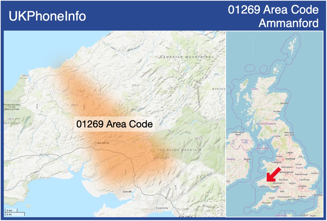 Map of the 01269 area code