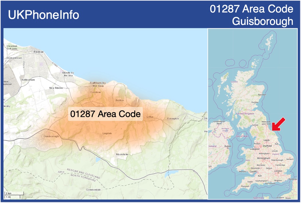 Map of the 01287 area code