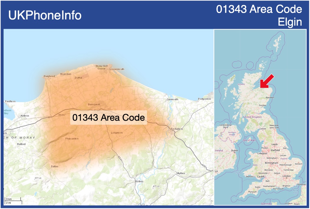 Map of the 01343 area code