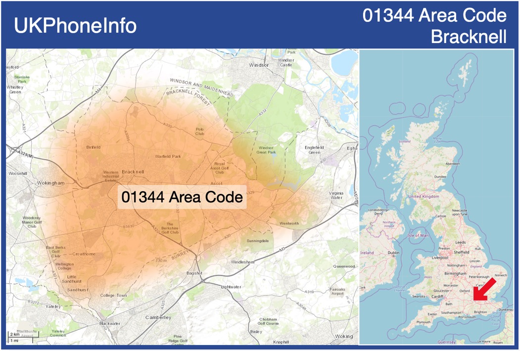 Map of the 01344 area code