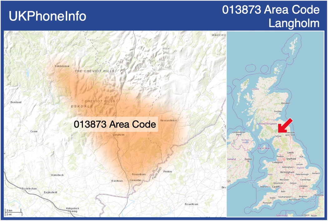 Map of the 013873 area code