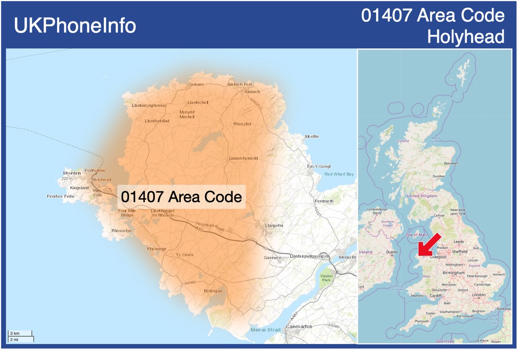 Map of the 01407 area code