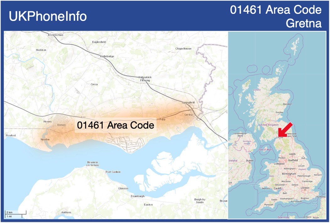 Map of the 01461 area code