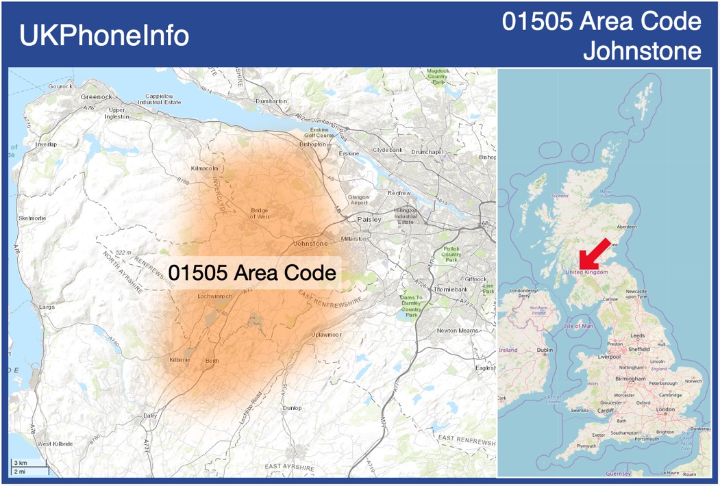 Map of the 01505 area code