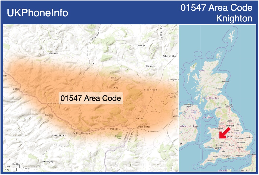 Map of the 01547 area code