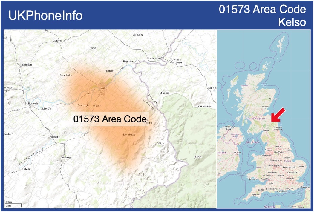 Map of the 01573 area code