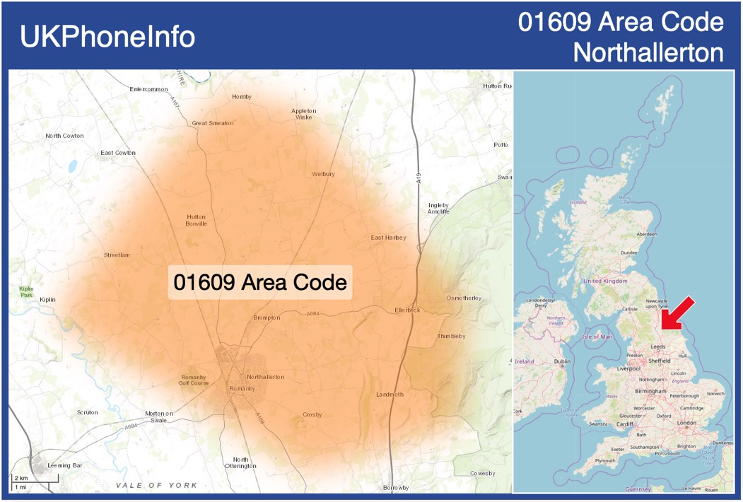 Map of the 01609 area code