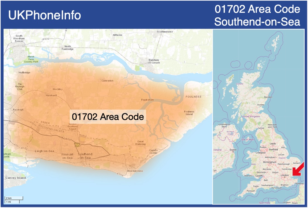 Map of the 01702 area code