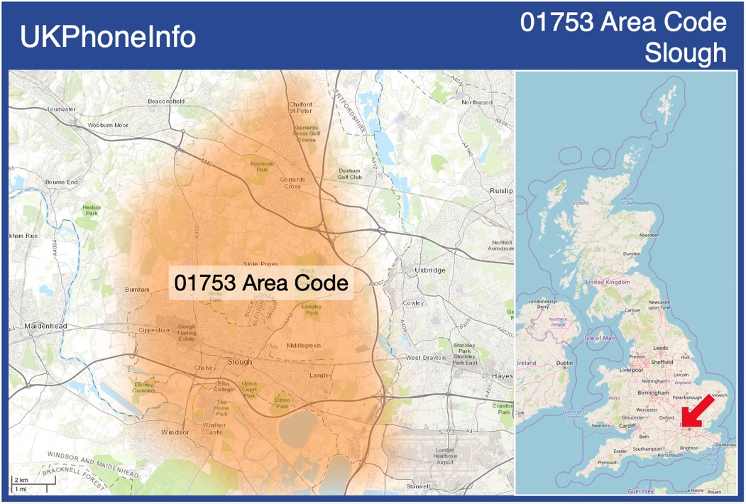Map of the 01753 area code