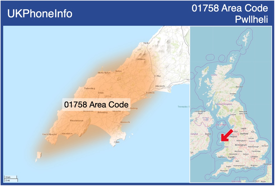 Map of the 01758 area code