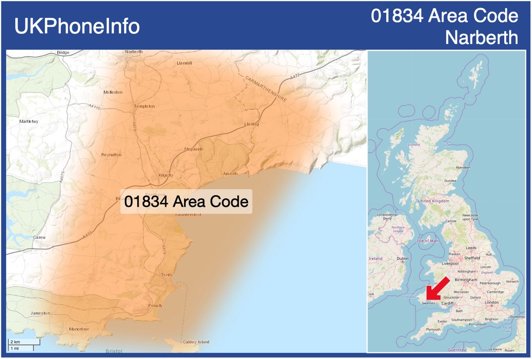 Map of the 01834 area code