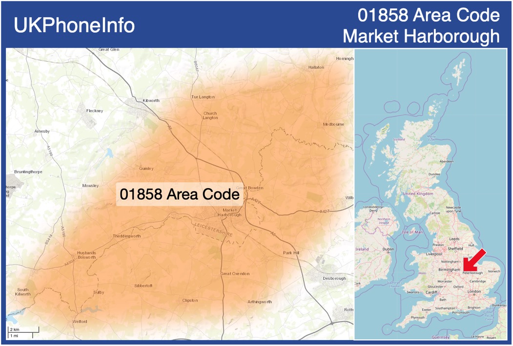 Map of the 01858 area code