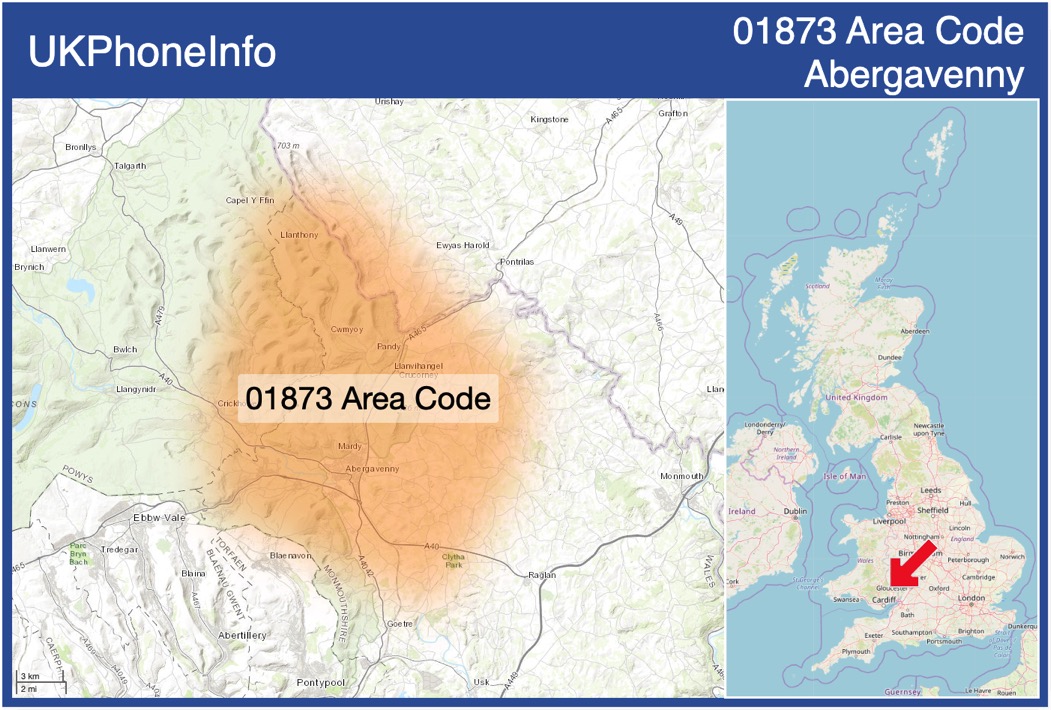 Map of the 01873 area code