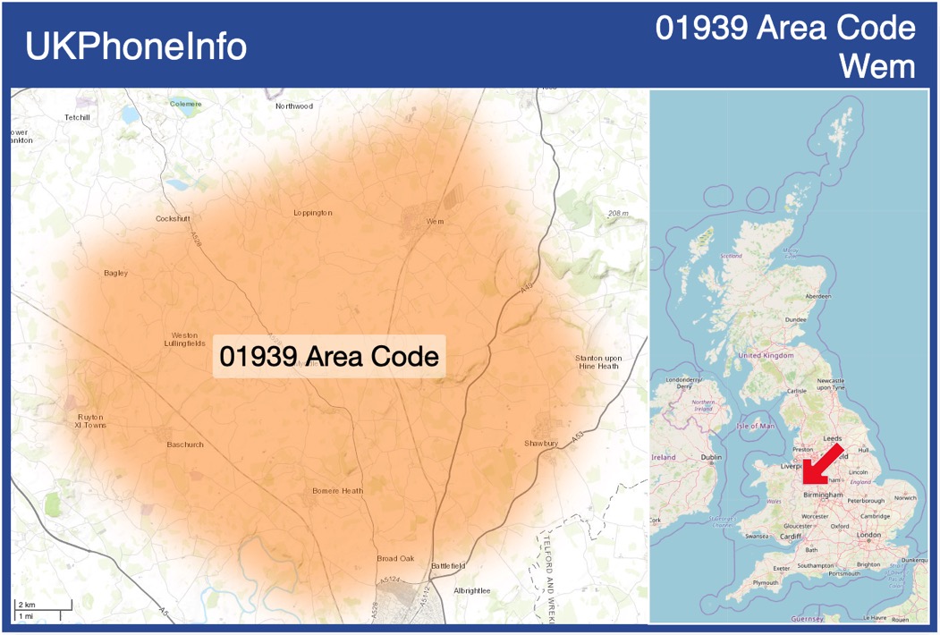 Map of the 01939 area code