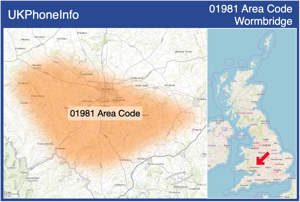 Map of the 01981 area code