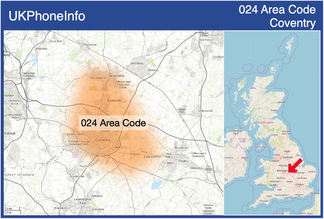 Map of the 024 area code