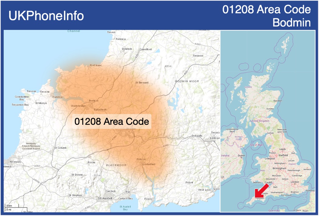 Map of the 01208 area code