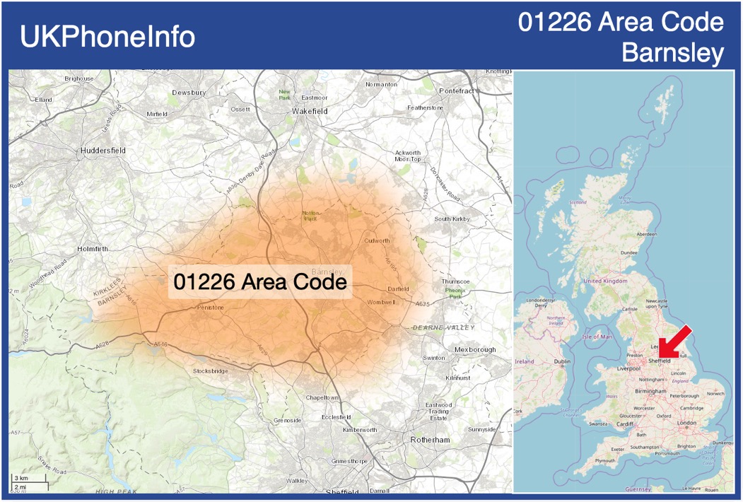 Map of the 01226 area code