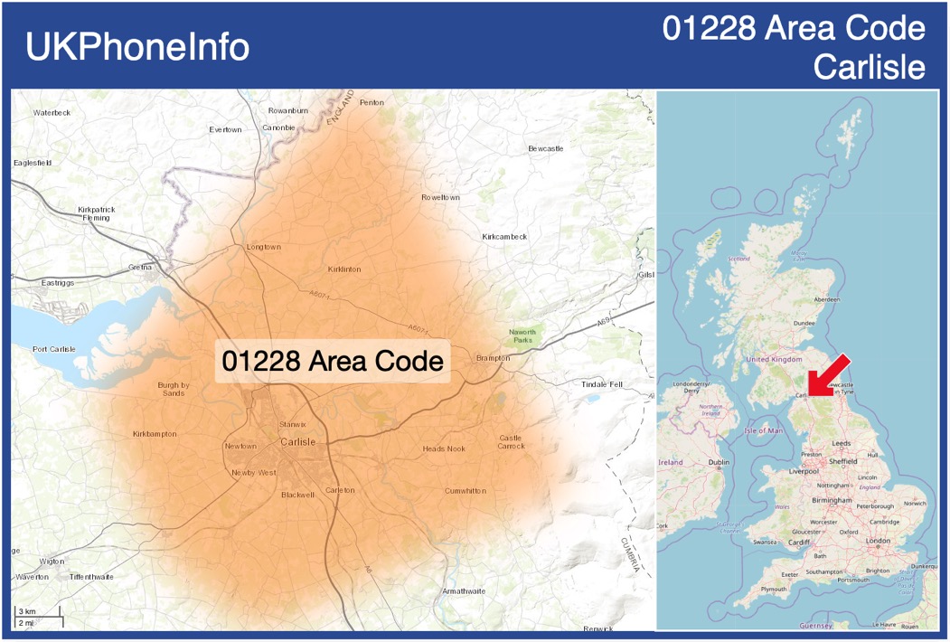 Map of the 01228 area code