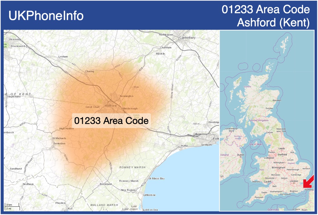 Map of the 01233 area code