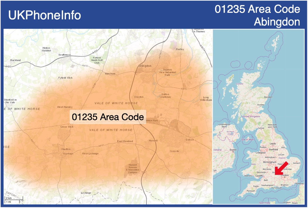 Map of the 01235 area code