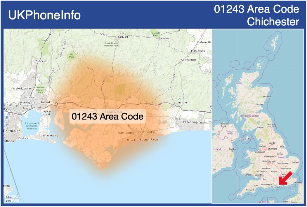 Map of the 01243 area code