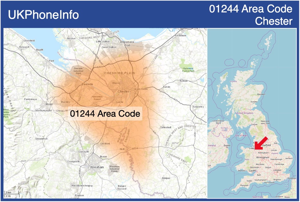 Map of the 01244 area code