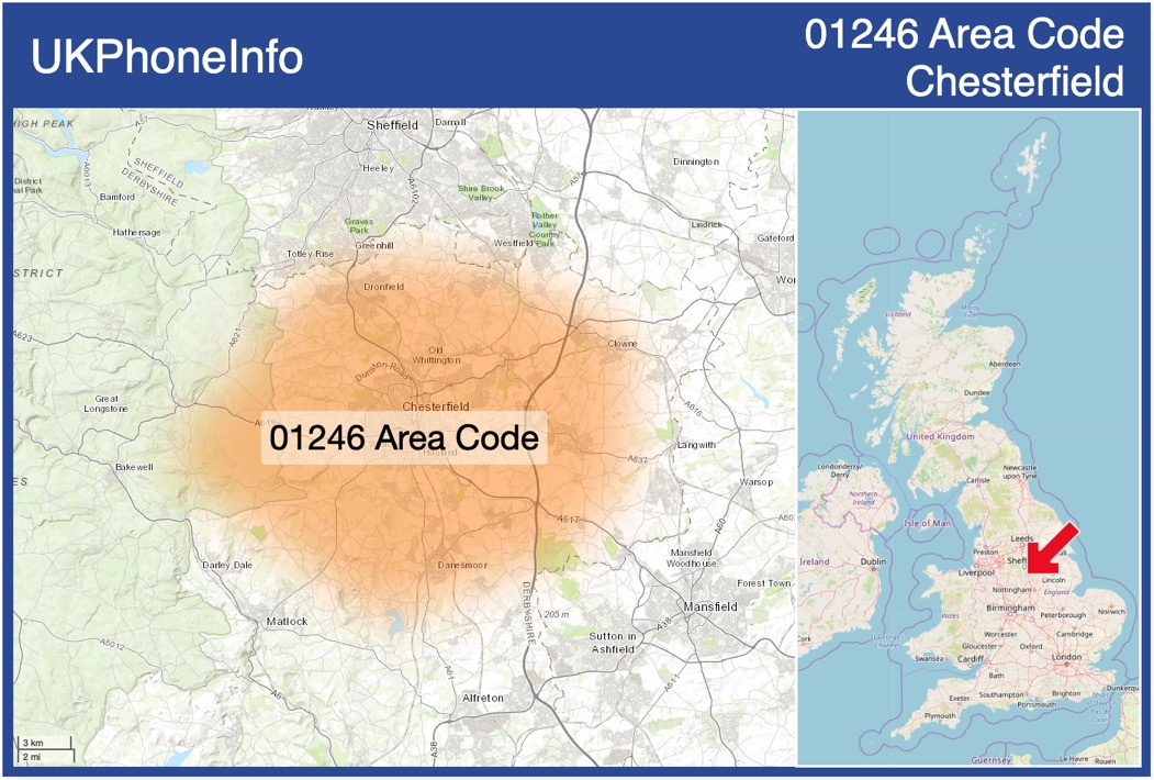 Map of the 01246 area code