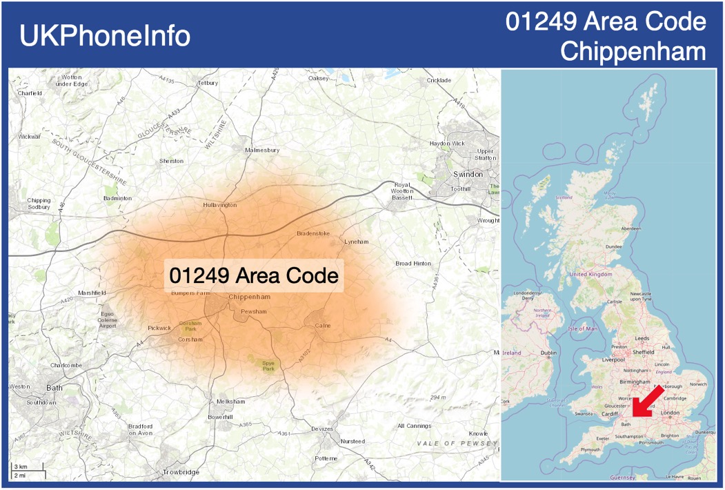 Map of the 01249 area code