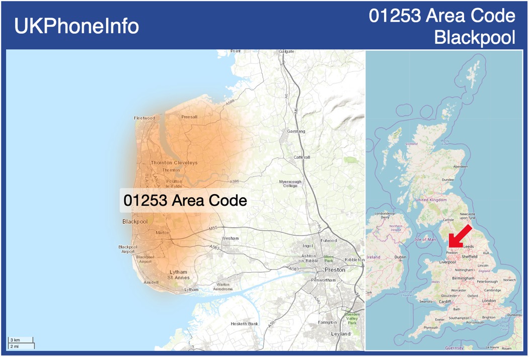 Map of the 01253 area code