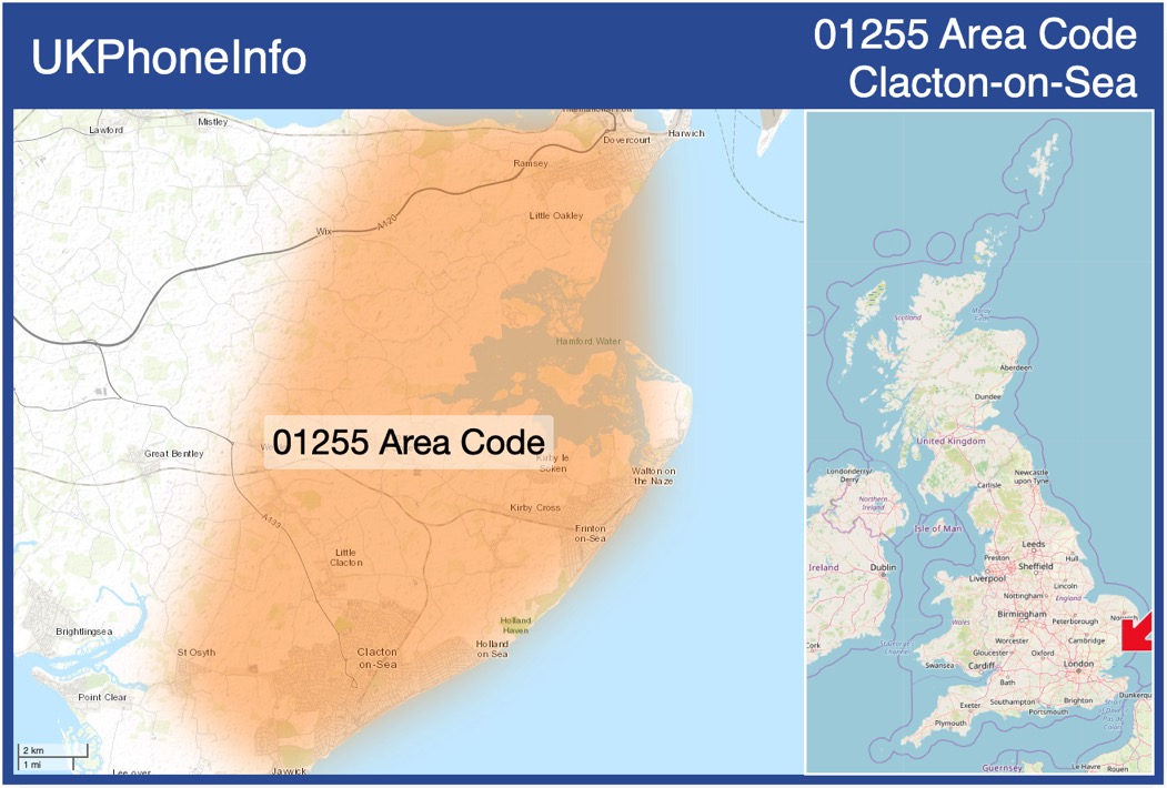 Map of the 01255 area code