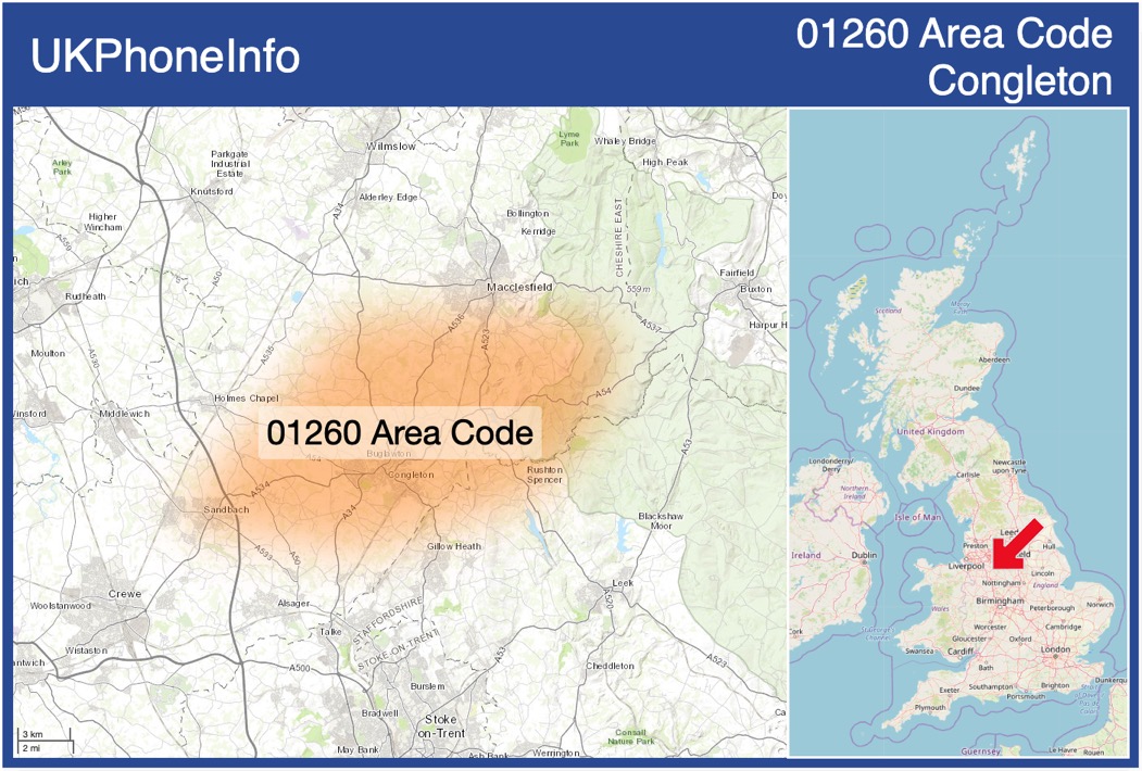 Map of the 01260 area code