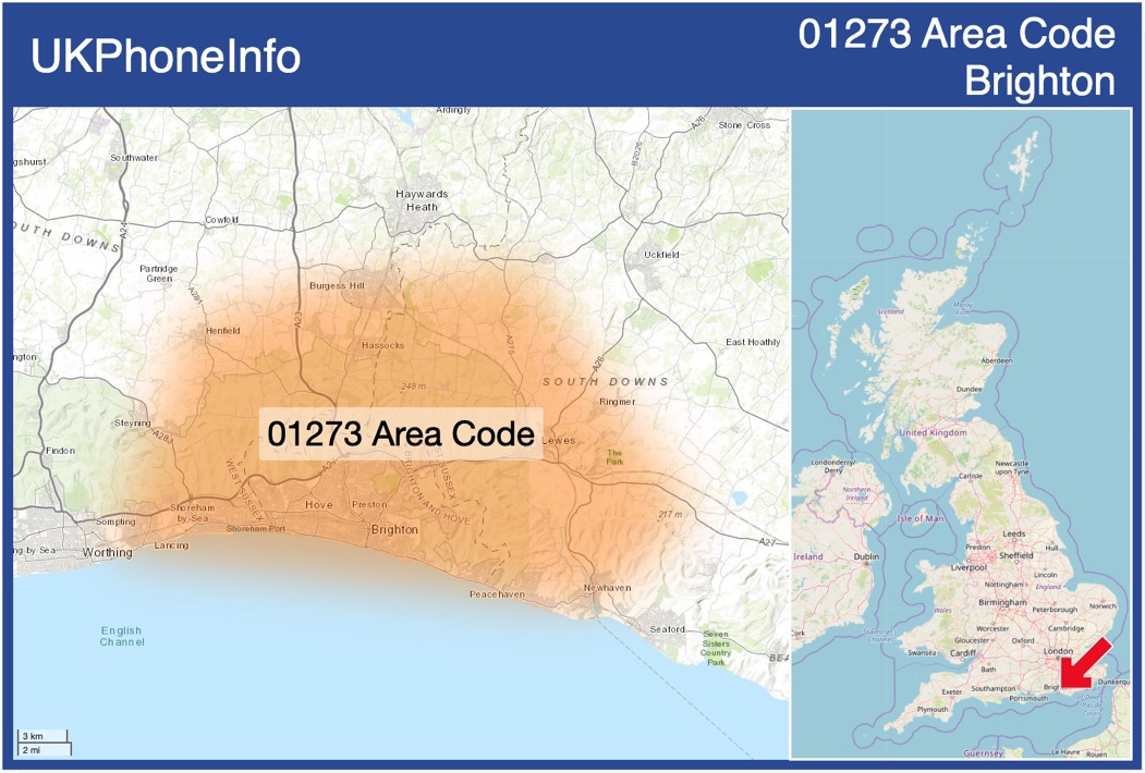 Map of the 01273 area code