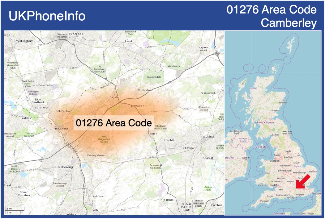 Map of the 01276 area code