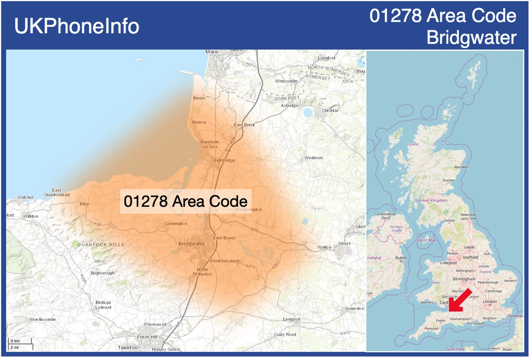 Map of the 01278 area code
