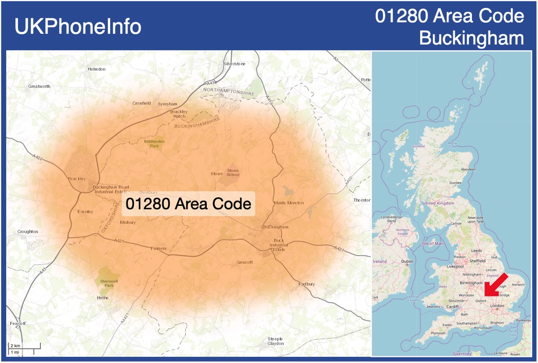 Map of the 01280 area code
