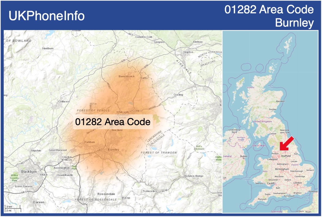 Map of the 01282 area code