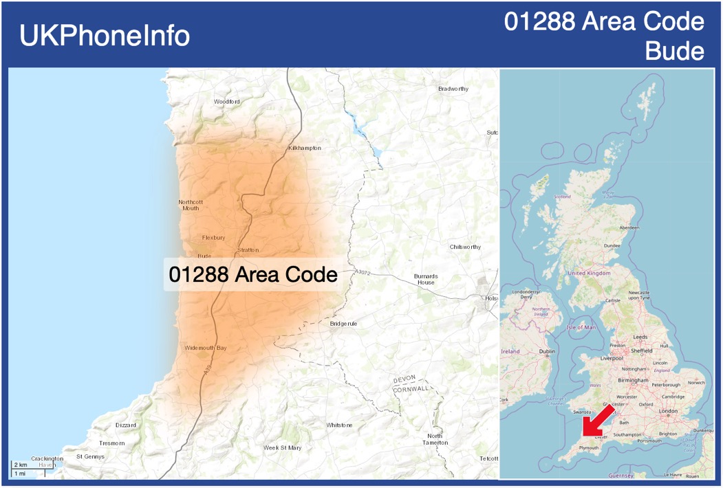 Map of the 01288 area code