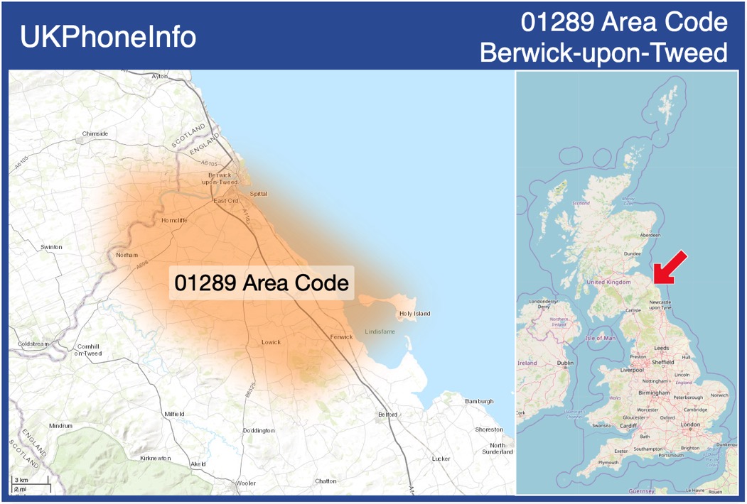 Map of the 01289 area code