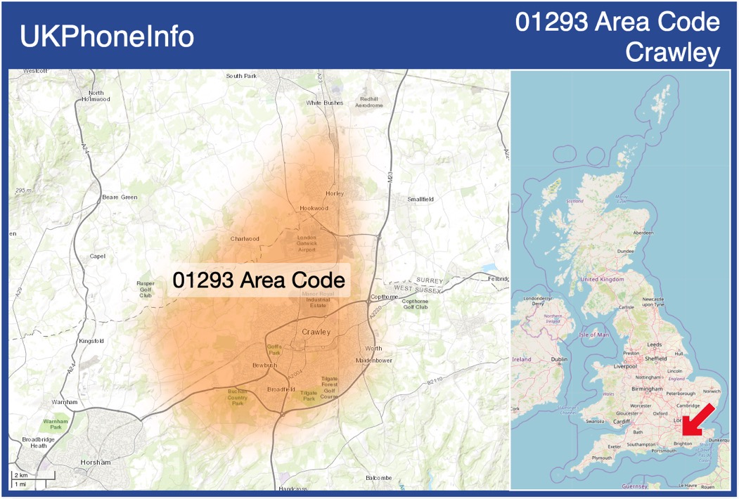 Map of the 01293 area code