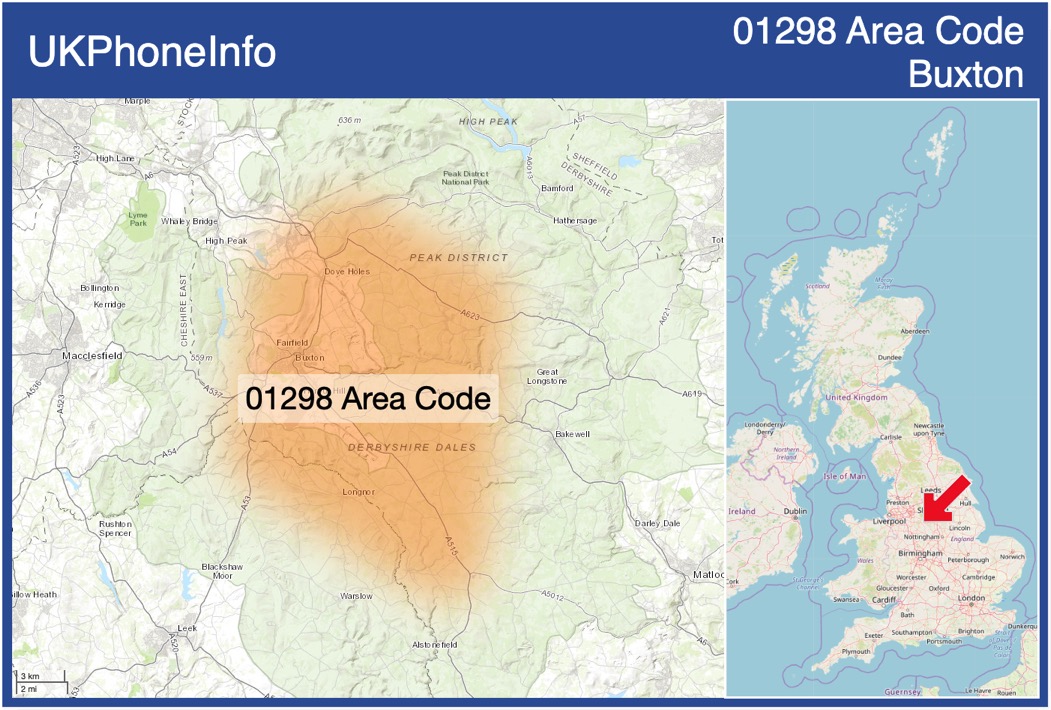 Map of the 01298 area code