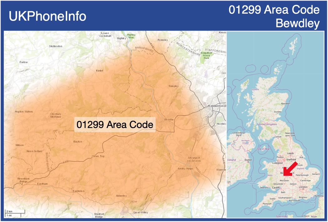 Map of the 01299 area code