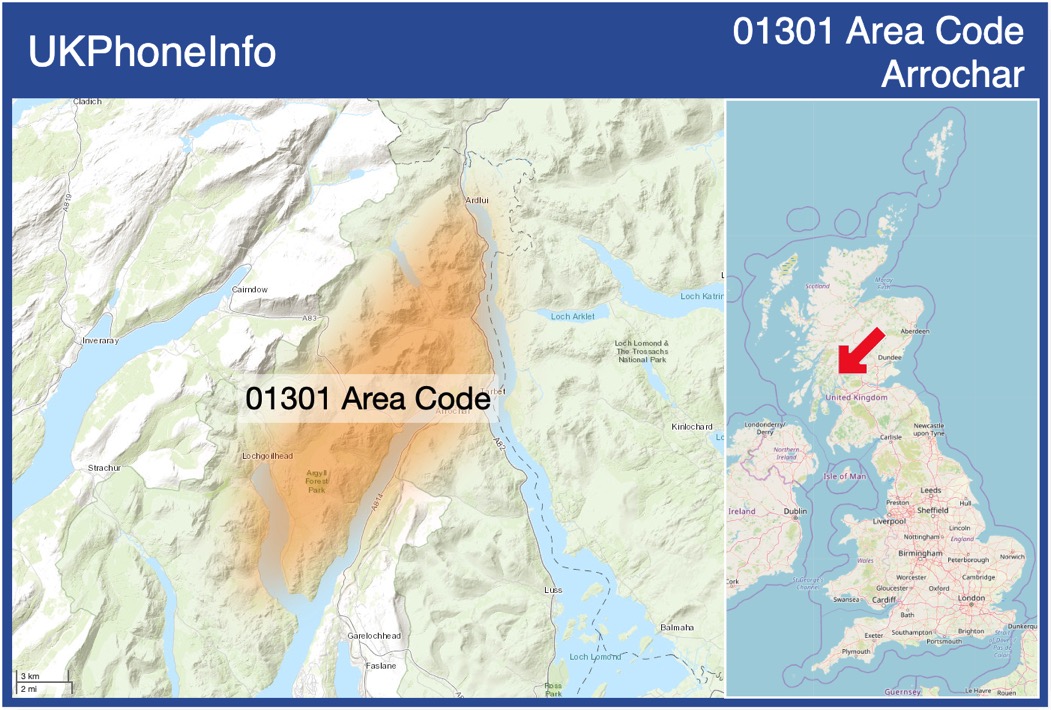 Map of the 01301 area code