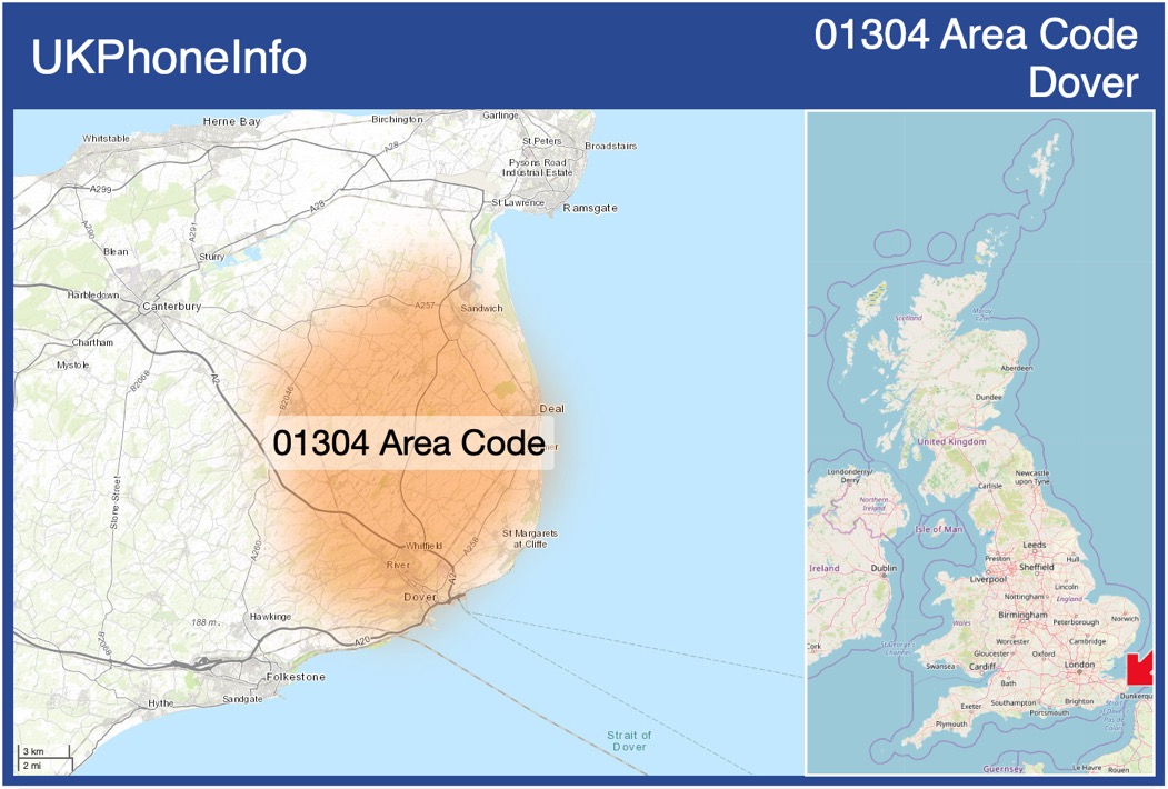 Map of the 01304 area code