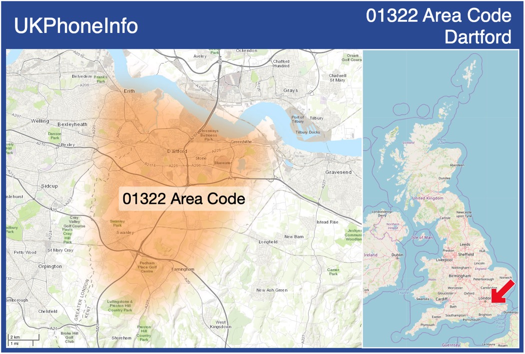 Map of the 01322 area code